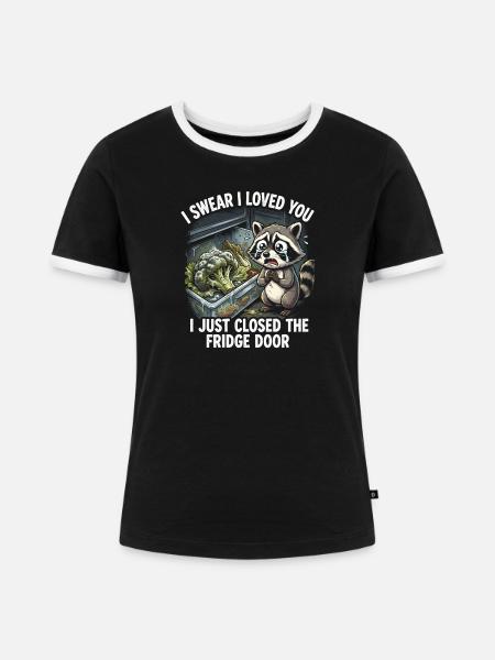 ADHS Waschbär Gemüsefach Kühlschrank Lustig - Frauen Kontrast-T-Shirt - Schwarz/Weiß