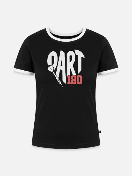 Dart Herz mit Pfeil 180 - Frauen Kontrast-T-Shirt - Schwarz/Weiß
