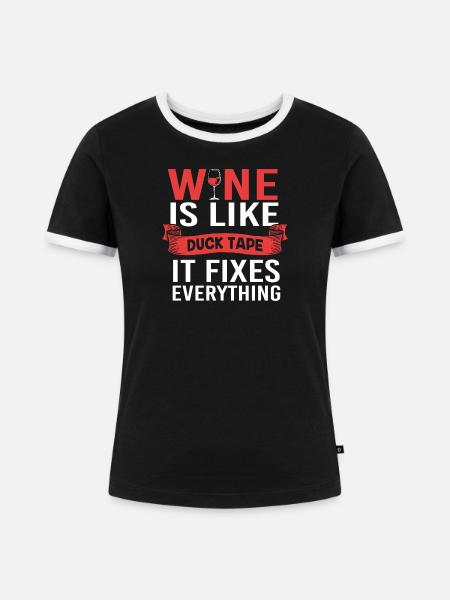 Wein Sommelier Feinschmecker - Frauen Kontrast-T-Shirt - Schwarz/Weiß