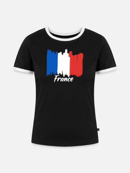 Frankreich Flagge Geschenkidee - Frauen Kontrast-T-Shirt - Schwarz/Weiß