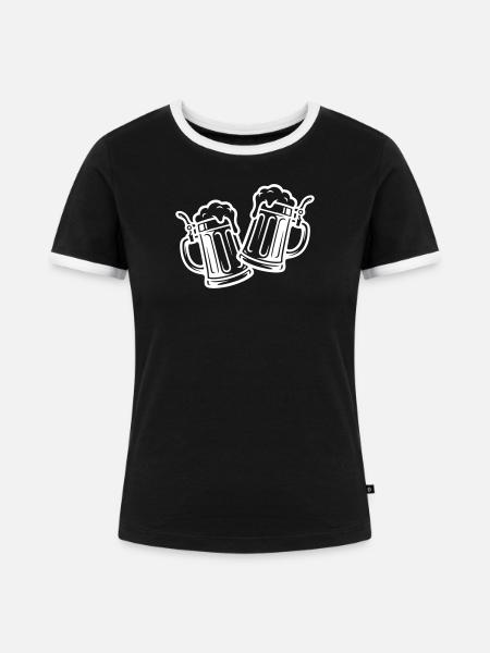 Bier Prost Symbol - Frauen Kontrast-T-Shirt - Schwarz/Weiß