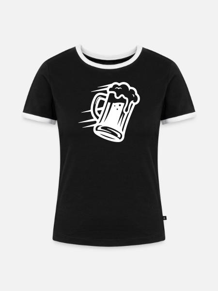 Bier Bierglas Symbol - Frauen Kontrast-T-Shirt - Schwarz/Weiß