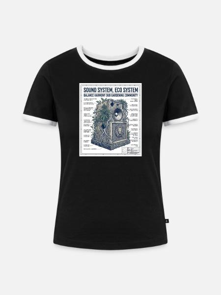 Reggae Soundsystem Eco - Frauen Kontrast-T-Shirt - Schwarz/Weiß