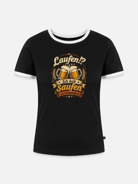 Prost Moment: Klirrende Freundschaft - Frauen Kontrast-T-Shirt - Schwarz/Weiß