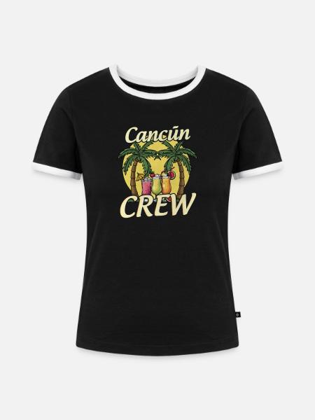 Cancun Crew - Frauen Kontrast-T-Shirt - Schwarz/Weiß