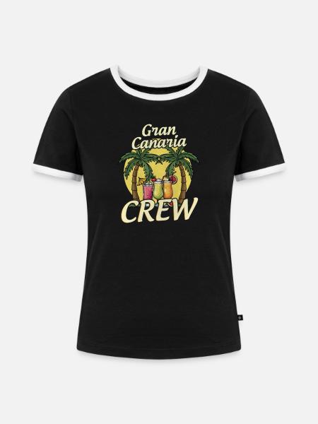 Gran Canaria Crew - Frauen Kontrast-T-Shirt - Schwarz/Weiß