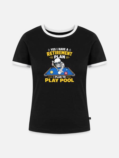 Ruhestandsplan Spielpool Skeleton-Billardspieler - Frauen Kontrast-T-Shirt - Schwarz/Weiß