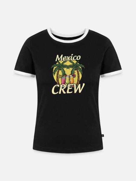 Mexiko Crew - Frauen Kontrast-T-Shirt - Schwarz/Weiß