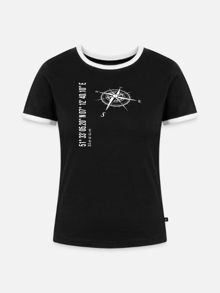 Herne - Frauen Kontrast-T-Shirt - Schwarz/Weiß