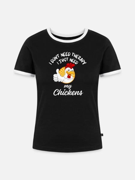 Huhntherapie-Tierhumor - Frauen Kontrast-T-Shirt - Schwarz/Weiß