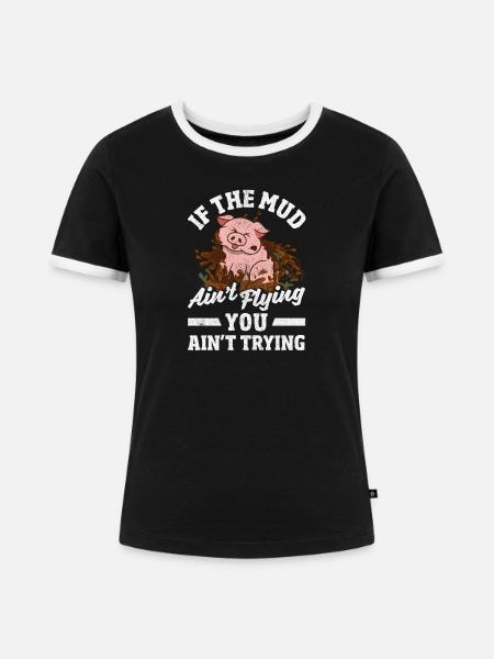 Mädchen Auf Matschigem Hindernislauf - Frauen Kontrast-T-Shirt - Schwarz/Weiß