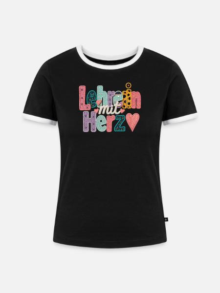 Lehrerin mit Herz! - Frauen Kontrast-T-Shirt - Schwarz/Weiß