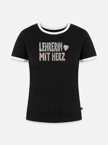 Lehrerin mit Herz! - Frauen Kontrast-T-Shirt - Schwarz/Weiß