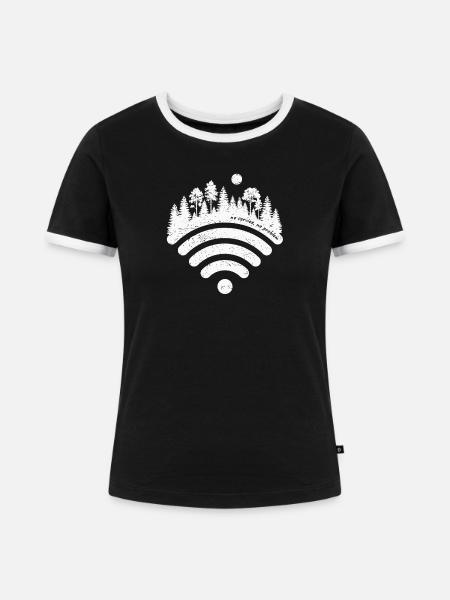 Forest WiFi Arc Silhouette - Frauen Kontrast-T-Shirt - Schwarz/Weiß