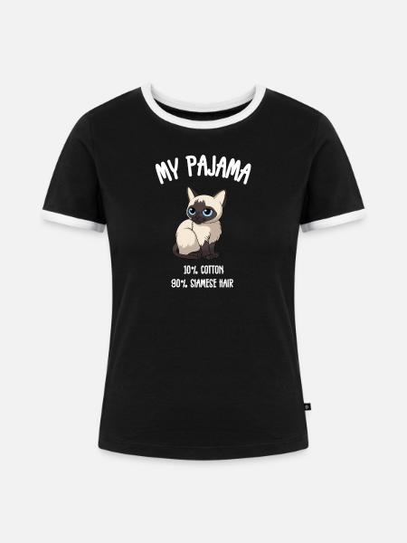 Siamkatzen-Pyjama - Frauen Kontrast-T-Shirt - Schwarz/Weiß
