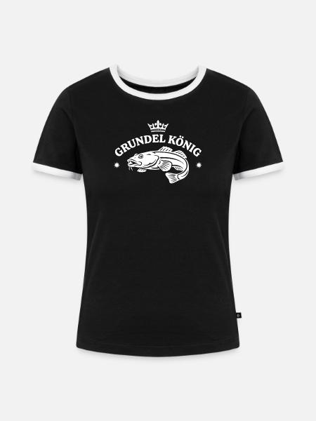 Grundelkönig Angler - Frauen Kontrast-T-Shirt - Schwarz/Weiß