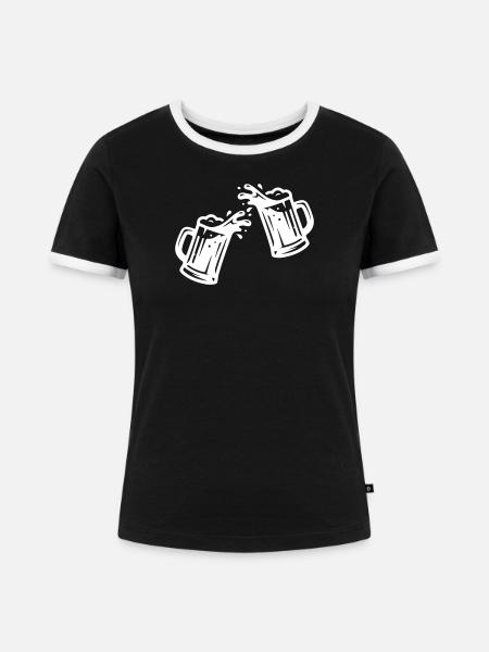 Bier Anstoßen Weizenbier - Frauen Kontrast-T-Shirt - Schwarz/Weiß