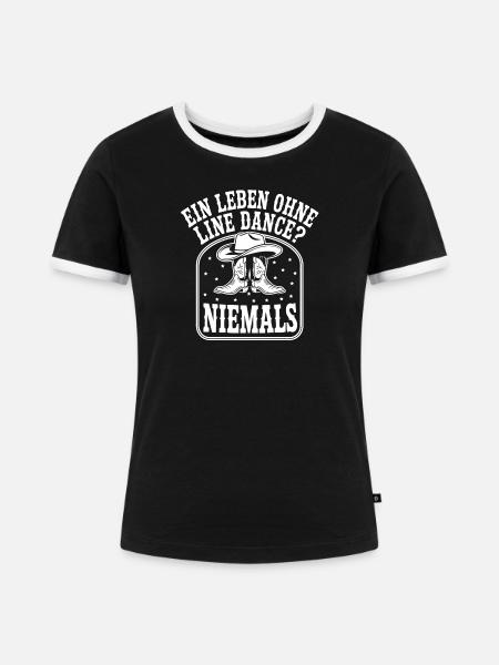 Line Dance Fan - Frauen Kontrast-T-Shirt - Schwarz/Weiß