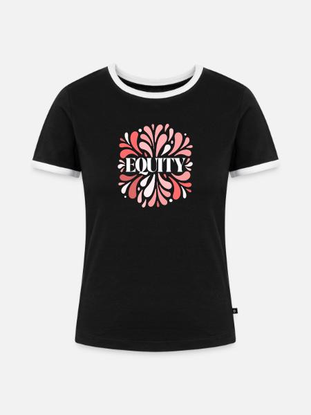 Floral Fairness Blast Red-Muster - Frauen Kontrast-T-Shirt - Schwarz/Weiß