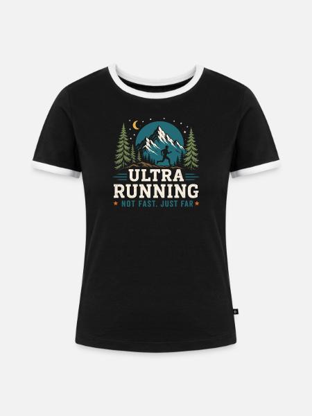 Ultralauf – Nicht schnell, nur weit weg - Frauen Kontrast-T-Shirt - Schwarz/Weiß