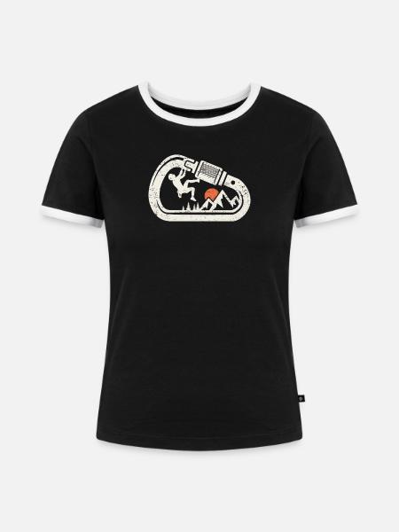 Klettern Bouldern Kletterer Felsklettern Karabiner - Frauen Kontrast-T-Shirt - Schwarz/Weiß
