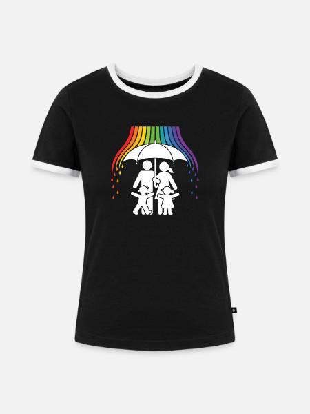 Save_Space_LGBTQ Regenbogen Schutzschirm - Frauen Kontrast-T-Shirt - Schwarz/Weiß