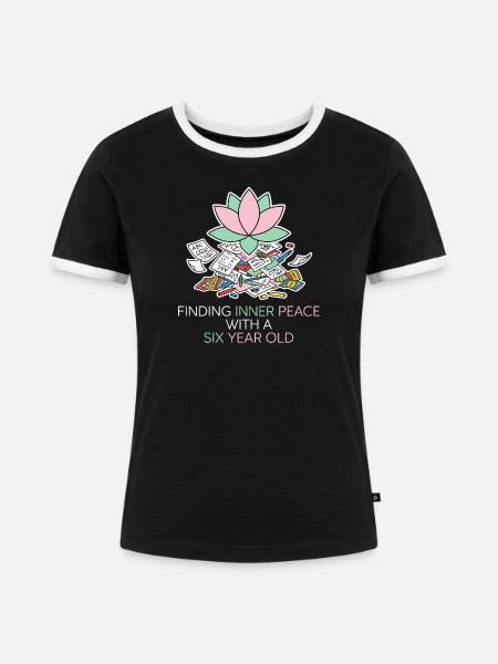 Innerer Frieden mit einem Sechsjährigen - Frauen Kontrast-T-Shirt - Schwarz/Weiß