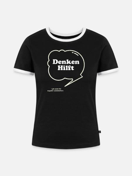 Denken Hilft Lustiger Sarkasmus - Frauen Kontrast-T-Shirt - Schwarz/Weiß