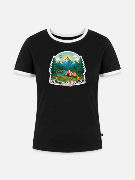 Offline glücklich - Frauen Kontrast-T-Shirt - Schwarz/Weiß
