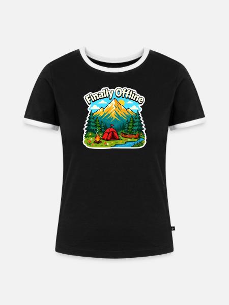 Offline glücklich - Frauen Kontrast-T-Shirt - Schwarz/Weiß