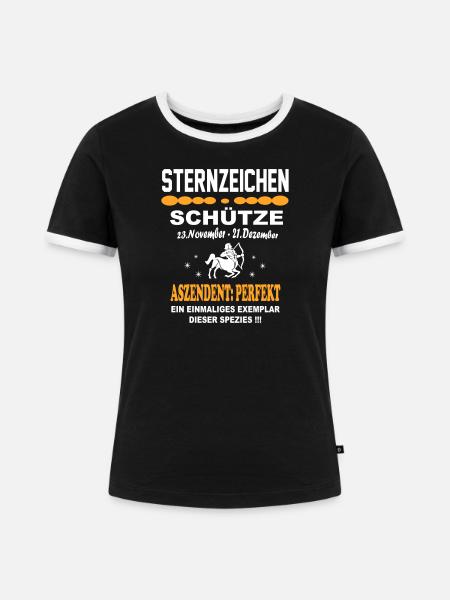 Sternzeichen Schütze Aszendent Perfekt - Frauen Kontrast-T-Shirt - Schwarz/Weiß