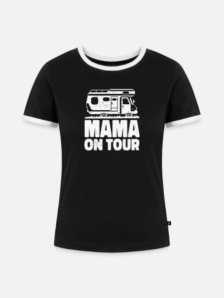 Mama on Tour - Frauen Kontrast-T-Shirt - Schwarz/Weiß