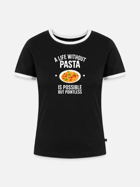 Pasta Spaghetti Nudeln Geschenk - Frauen Kontrast-T-Shirt - Schwarz/Weiß