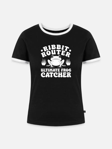 Frog Catcher Ribbit Router Frog - Frauen Kontrast-T-Shirt - Schwarz/Weiß