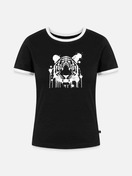 Tiger Splash White - Frauen Kontrast-T-Shirt - Schwarz/Weiß