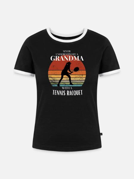 Tennis-Großmutter Geschenk für stolze Großmutter - Frauen Kontrast-T-Shirt - Schwarz/Weiß