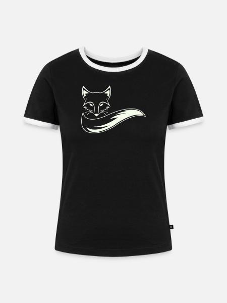 Fuchs Silhouette mit Schweif - Frauen Kontrast-T-Shirt - Schwarz/Weiß
