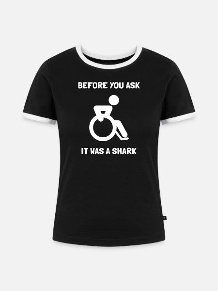 It was a shark Rollstuhlfahrer Rollstuhl - Frauen Kontrast-T-Shirt - Schwarz/Weiß