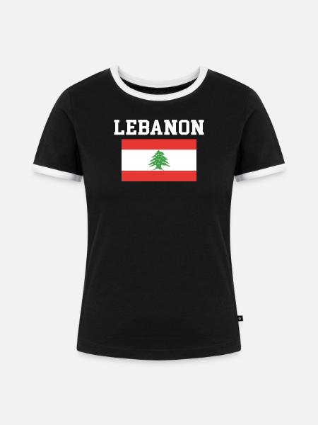 Libanon - Frauen Kontrast-T-Shirt - Schwarz/Weiß