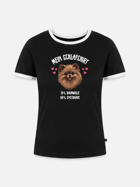 Schlafshirt Spitz Haare - Frauen Kontrast-T-Shirt - Schwarz/Weiß