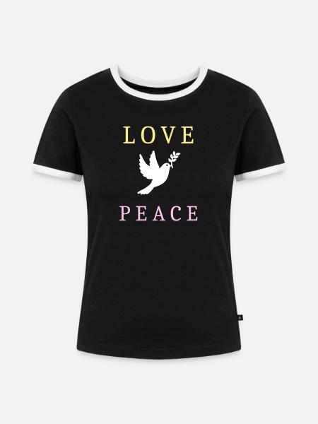 Love peace dove - Frauen Kontrast-T-Shirt - Schwarz/Weiß