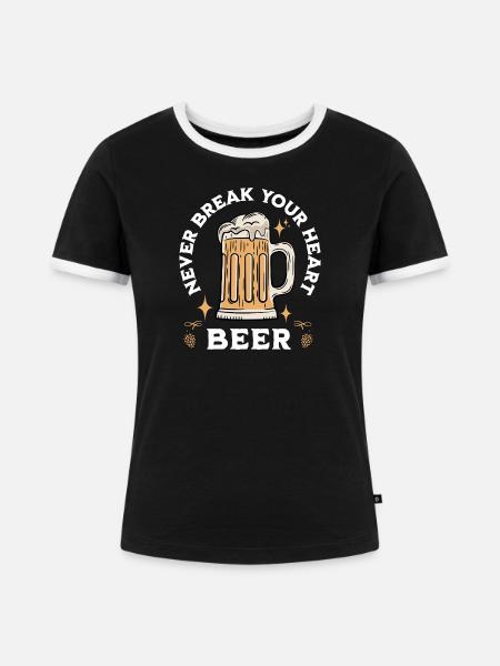 BEER NEVER BREAK YOUR HART - Frauen Kontrast-T-Shirt - Schwarz/Weiß