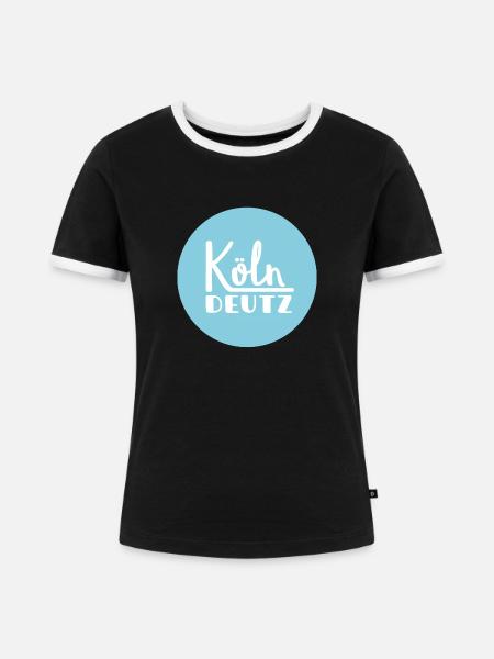 Köln Deutz mein Veedel - Frauen Kontrast-T-Shirt - Schwarz/Weiß