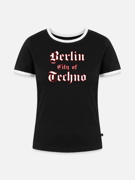 Berlin City of Techno - Frauen Kontrast-T-Shirt - Schwarz/Weiß