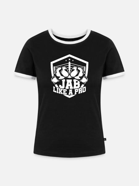 Jab Like A Pro Boxing Gloves - Frauen Kontrast-T-Shirt - Schwarz/Weiß