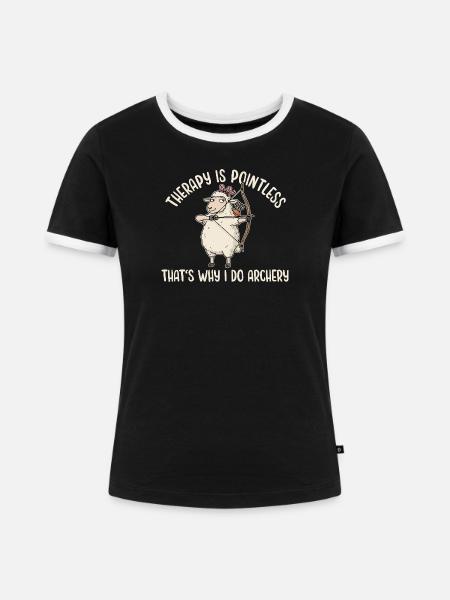 Archery Sheep Therapy Bow And Arrow - Frauen Kontrast-T-Shirt - Schwarz/Weiß