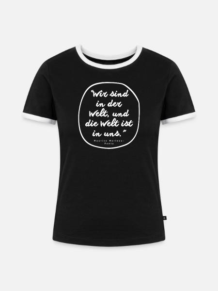 Wir sind in der Welt - Frauen Kontrast-T-Shirt - Schwarz/Weiß