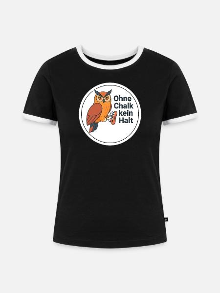 Bouldern Chalk Eule Klettern Shirt - Frauen Kontrast-T-Shirt - Schwarz/Weiß
