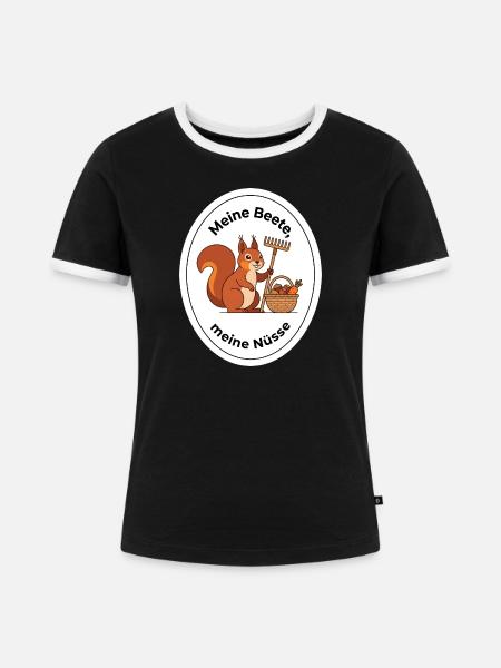 Gärtner Eichhörnchen Garten Beet Geschenk - Frauen Kontrast-T-Shirt - Schwarz/Weiß