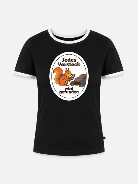 Geocaching Eichhörnchen Cache Schatz Geschenk - Frauen Kontrast-T-Shirt - Schwarz/Weiß